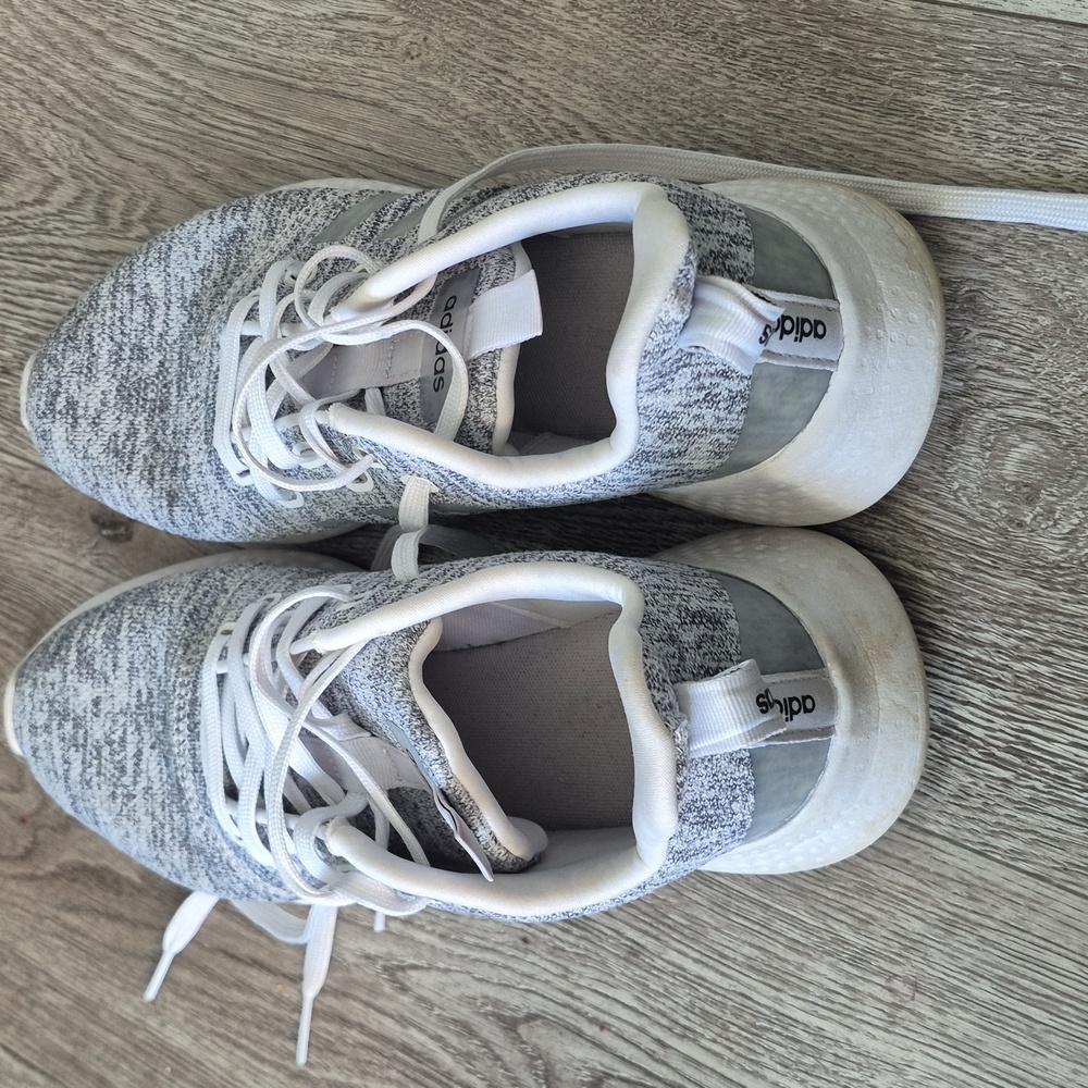 Adidas Light Gray Knit Running Shoes - Picture 3 of 4